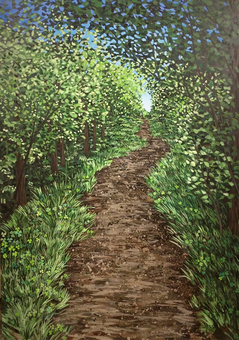 Lucky Path, acrylic on canvas, 3x5 ft, Jessica Siemens 2016