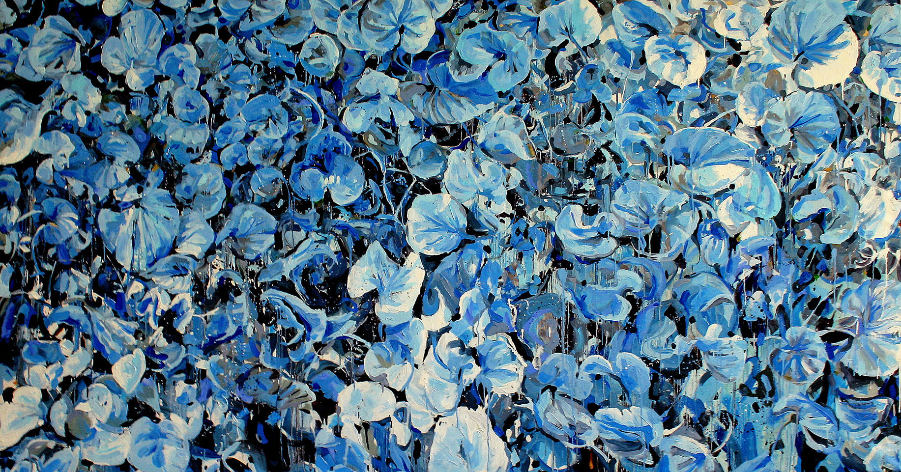 Blue Leaves, oil on canvas, 105x45 in, Jessica Siemens 2009, 2010 Aztec Purchase Award, San Diego State University, California