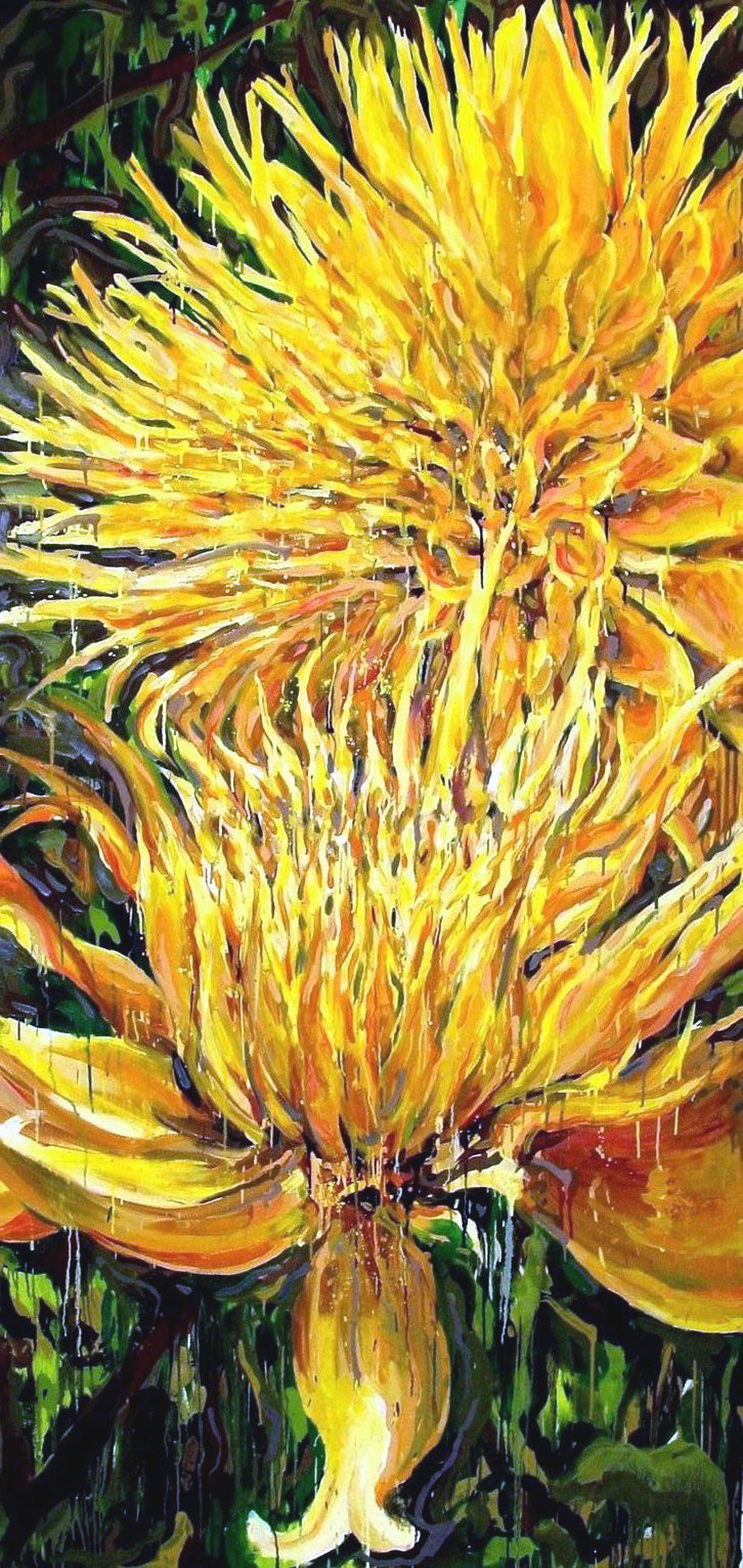 Giant Yellow Flowers, oil on canvas, 50x108in, Jessica Siemens 2009