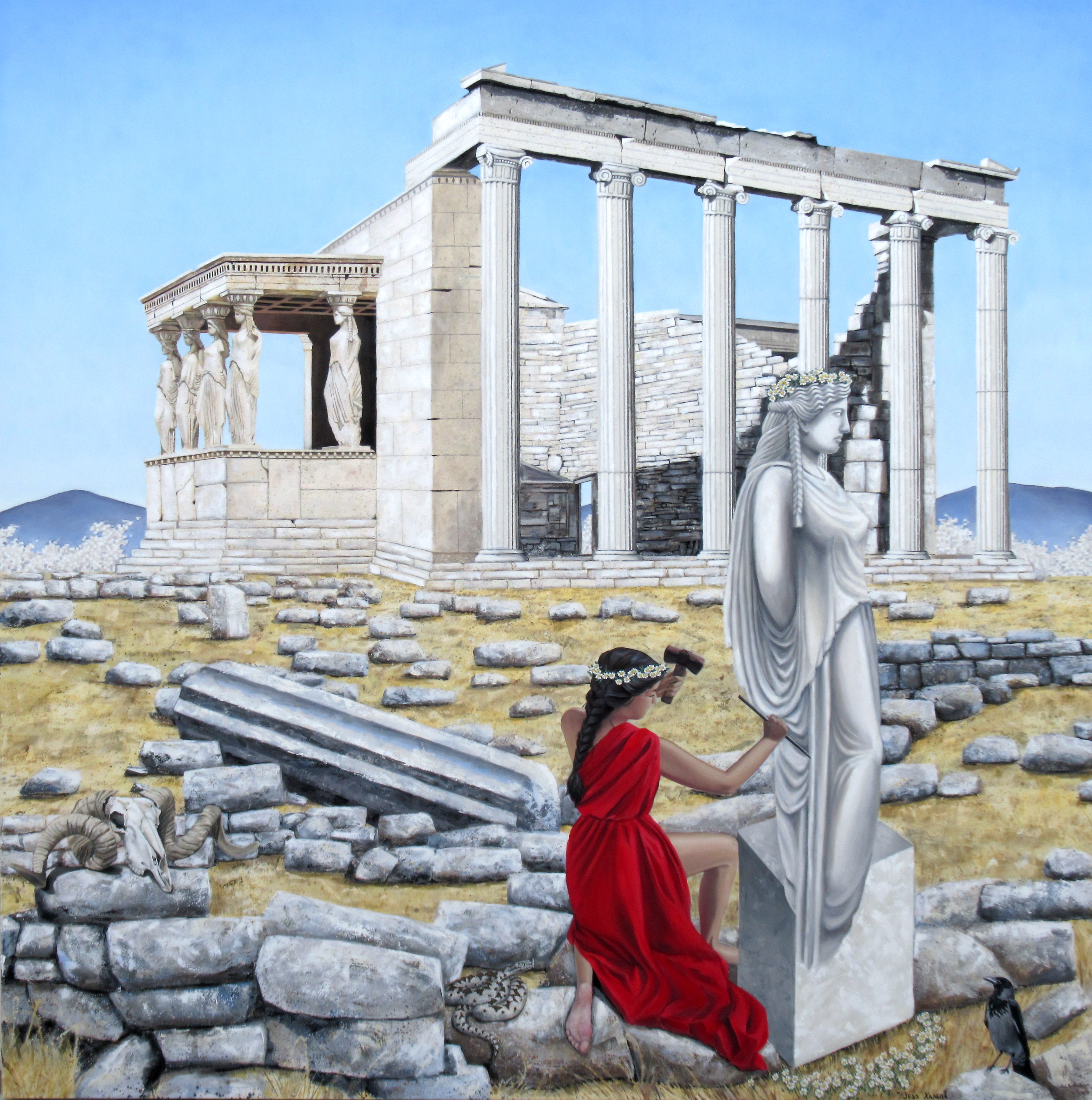 The Lost Caryatid, oil on canvas, 9x11 ft, Jessica Siemens 2022