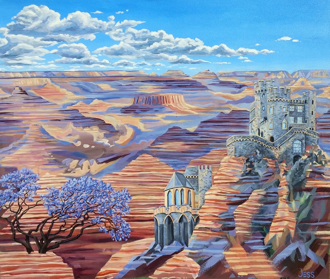 Grand Canyon Castle, acrylic on canvas, 41x48 in, Jessica Siemens 2015