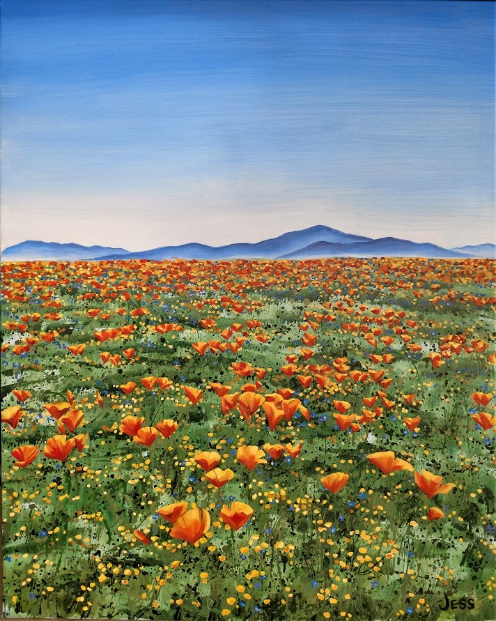 California Poppies, oil on canvas, 40x60 in, Jessica Siemens 2017