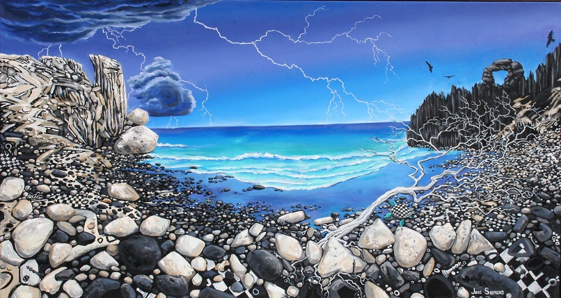 Kauai Storm, oil on canvas, 6x3 ft, Jessica Siemens