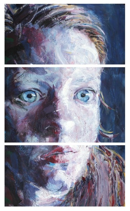 Face, oil on canvas triptych, 102x60 in, Jessica Siemens 2008