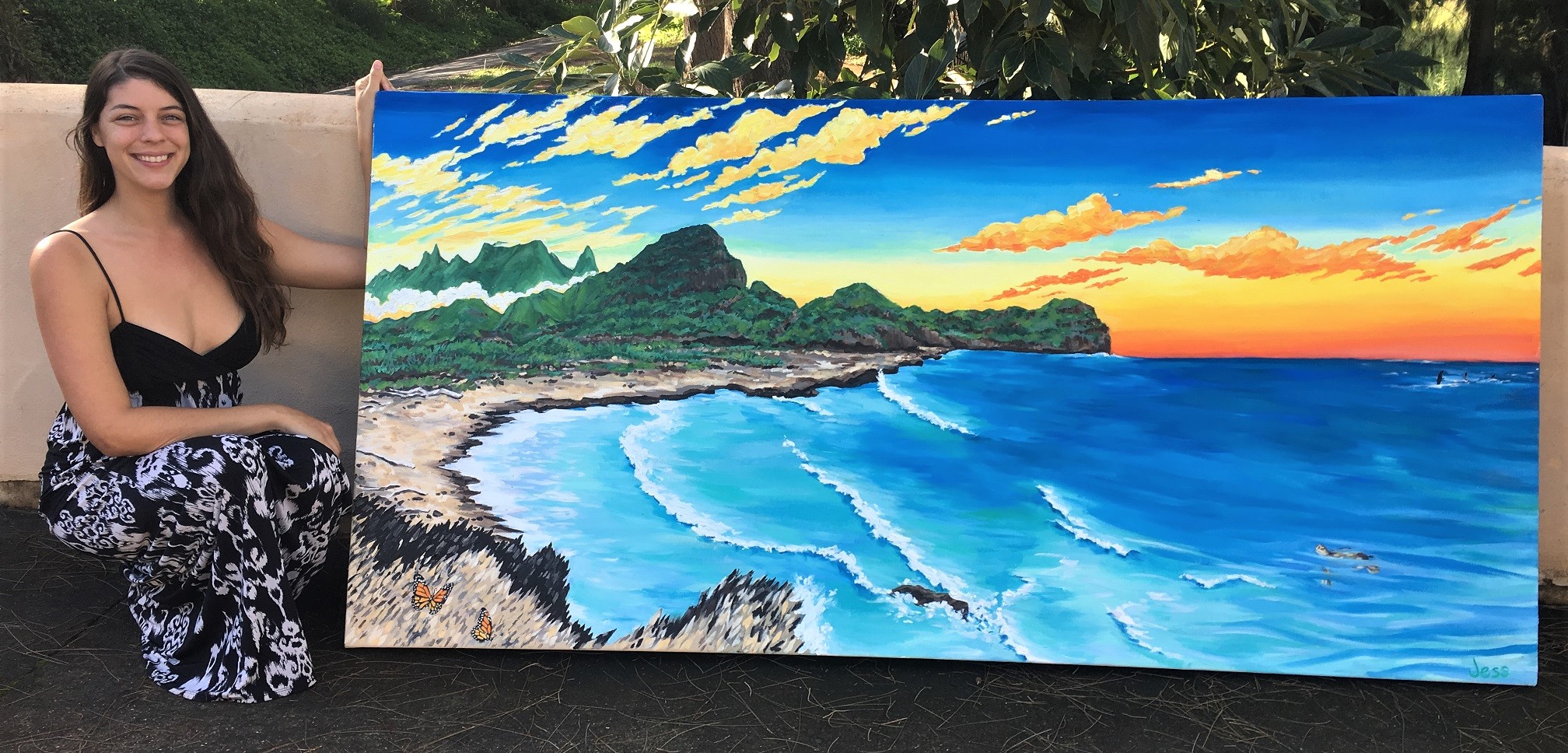 Kauai, oil on canvas, 3x6 ft, Jessica Siemens 2017