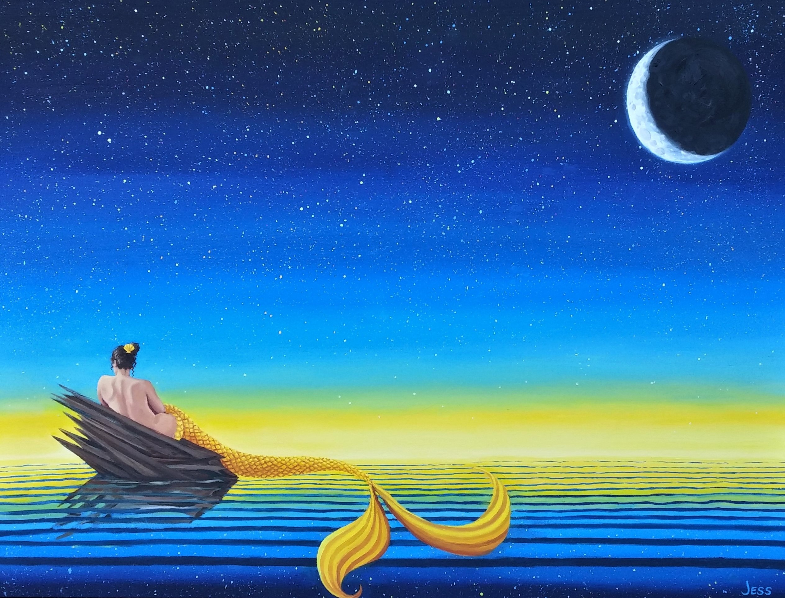 Midnight Mermaid, oil on canvas, 36x48 in, Jessica Siemens 2015