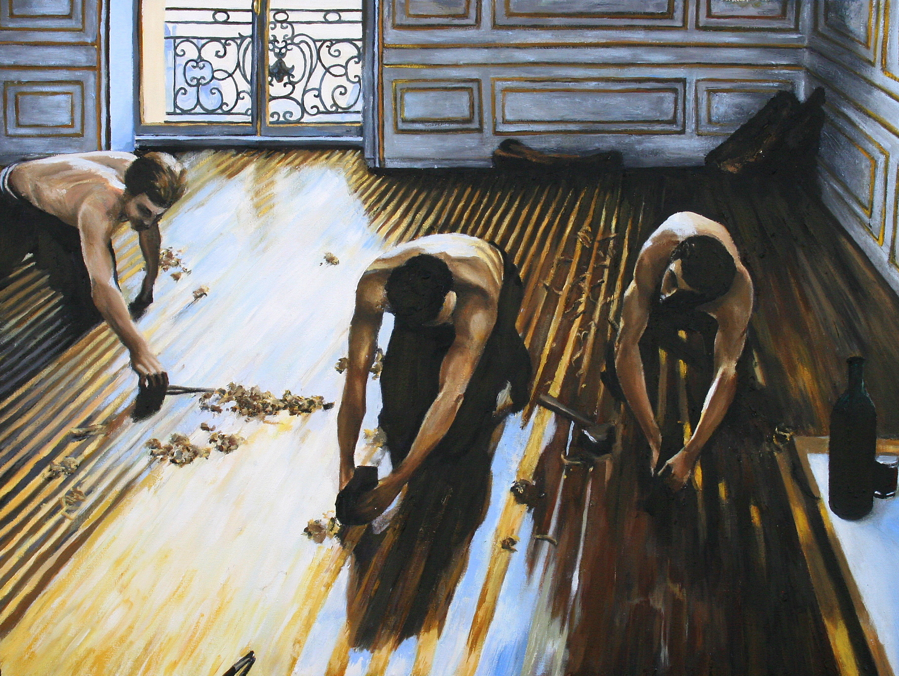 Gustave Caillebotte Reproduction, Floor Scrapers, oil on canvas, 24x36 in, Jessica Siemens 2010