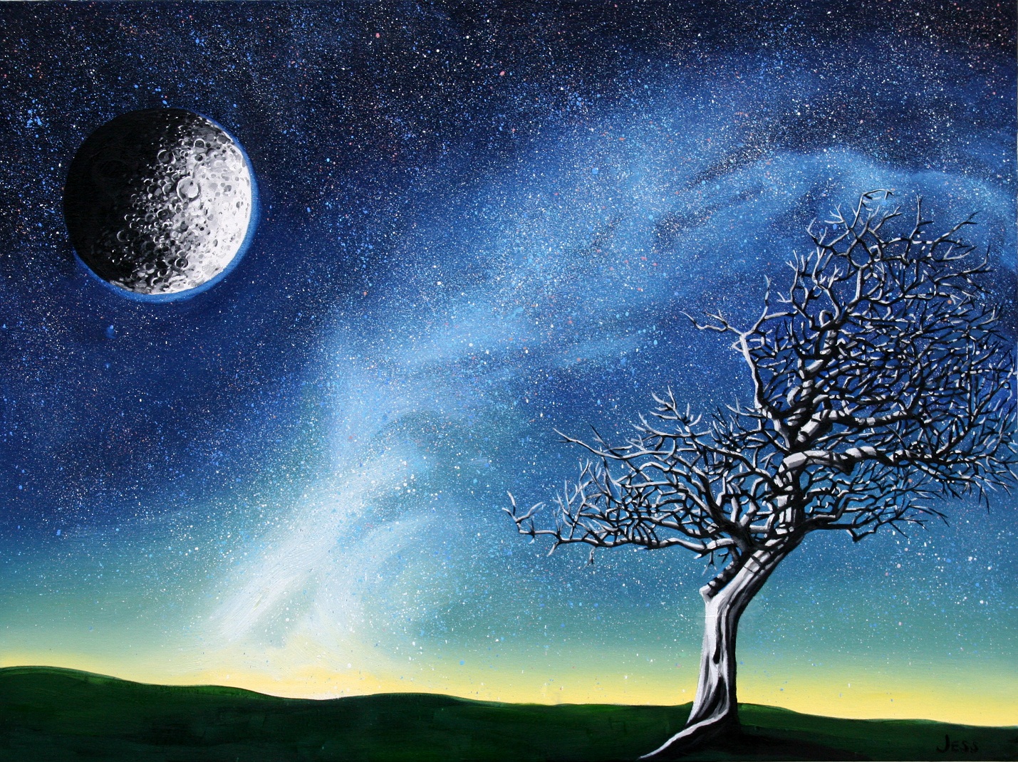 Moonlight and Milkyway, oil on canvas, 36x48 in, Jessica Siemens 2013
