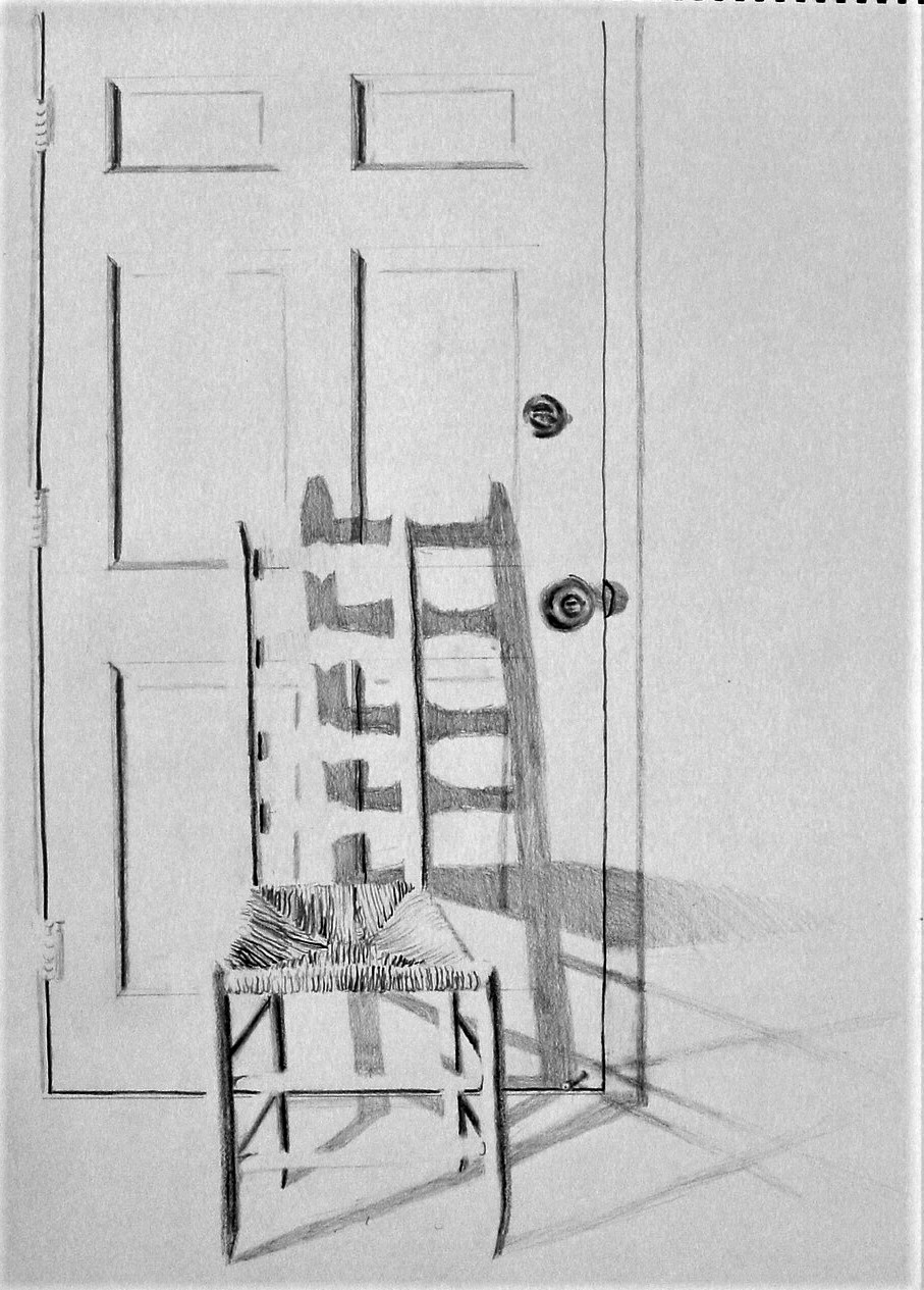Chair and Drawer Still Life, pencil on paper, 18x24 inches, Jessica Siemens 2009
