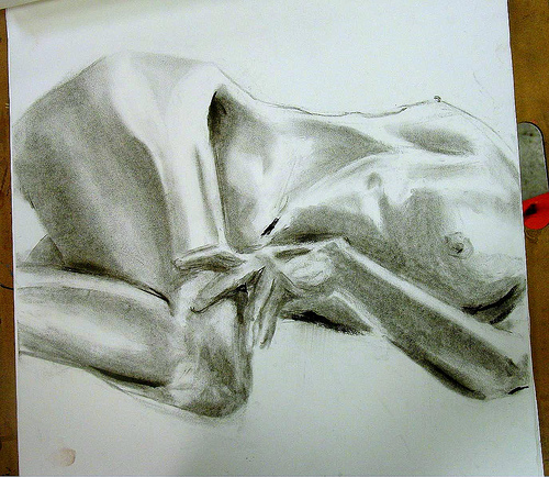 Life Model, charcoal on paper, 18x24 inches, Jessica Siemens 2008