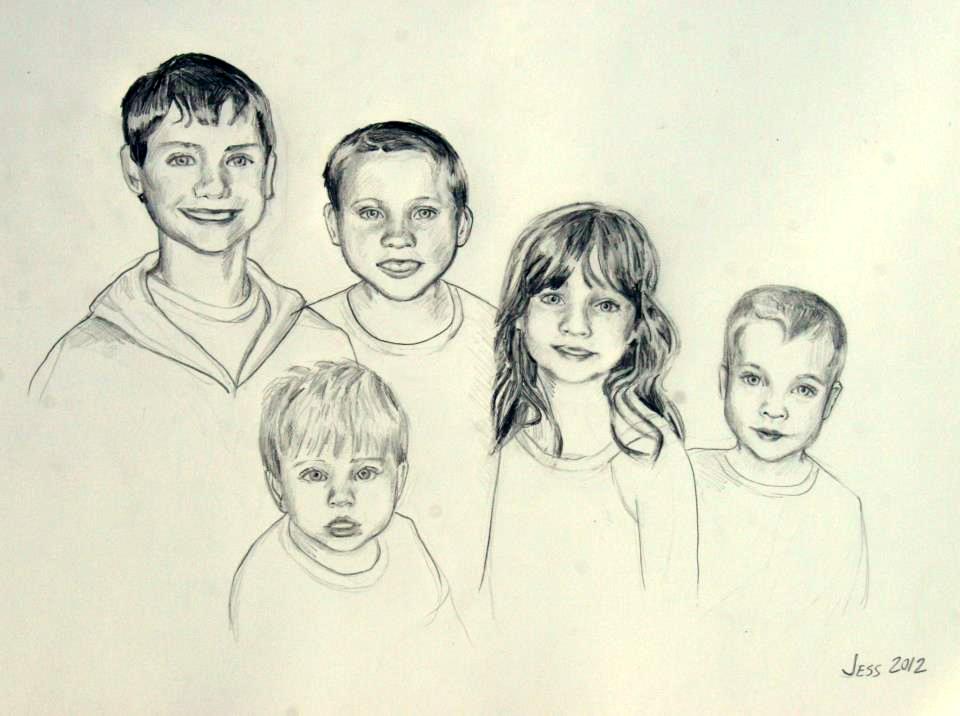 McKern Grandchildren, pencil on paper, 11x14 inches, Jessica Siemens 2012