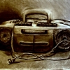 Boombox Still Life, charcoal on paper, 18x24 inches, Jessica Siemens 2009