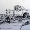Dirty Truck, charcoal on paper, 18x24 inches, Jessica Siemens 2009