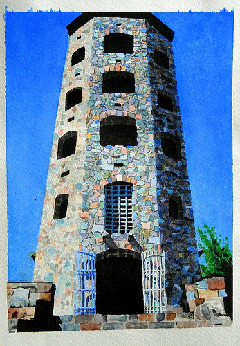 Duluth Tower, watercolor on paper, 16x11 in, Jessica Siemens 2009