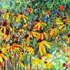 Panoramic Yellow Daisies, oil on canvas, 30x70 in, Jessica Siemens 2009
