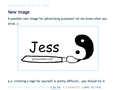 Jessica's first draft of logo/identity