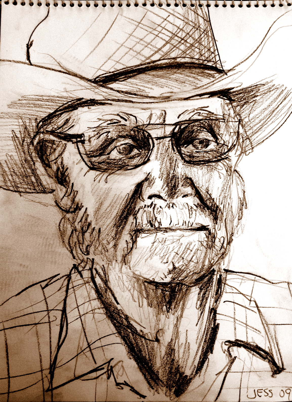 Portrait Drawing Old Rancher Jessica Siemens 2009