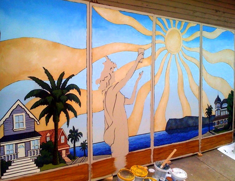 In progress Cafe Mundo Mural with John Hiemstra; Jessica Siemens 2009