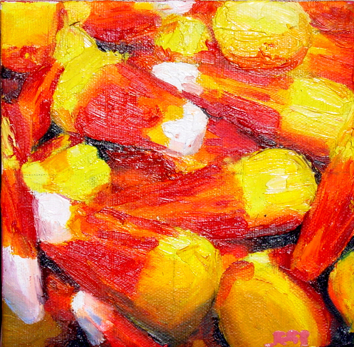 Yum Seven Delicious Oil Paintings 6x6'' Jessica Siemens 2009