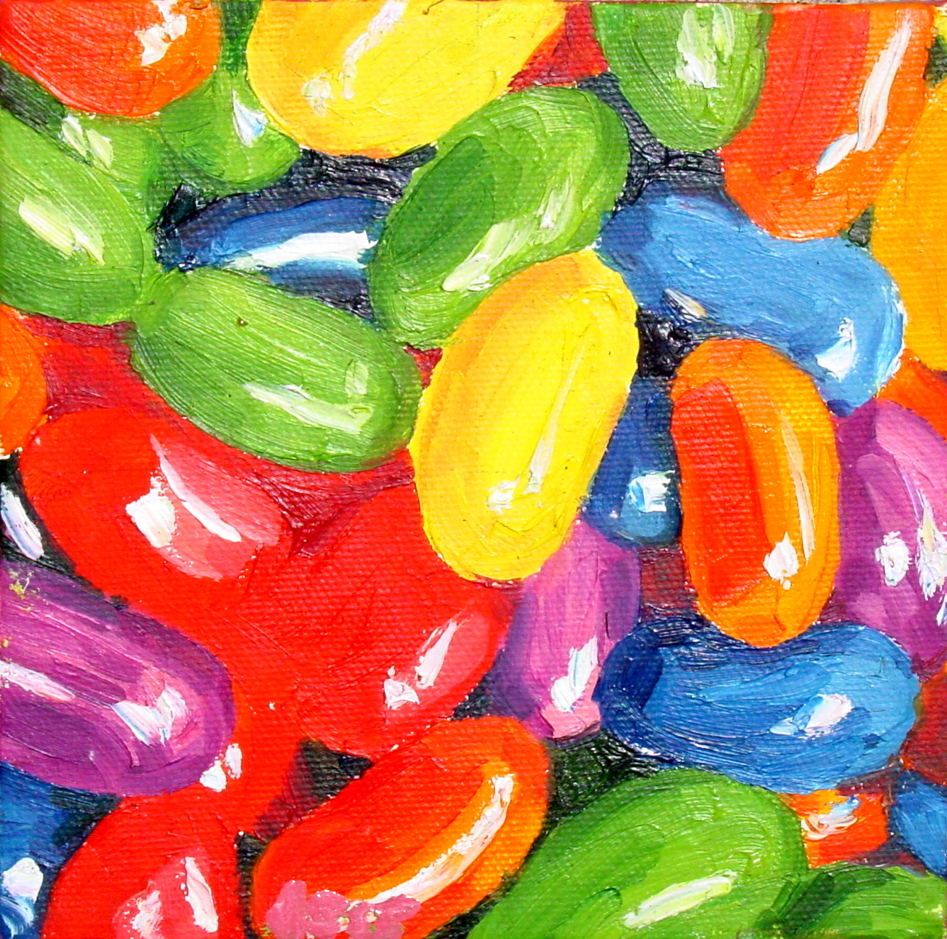 Yum Three Delicious Oil Paintings 6x6'' Jessica Siemens 2009