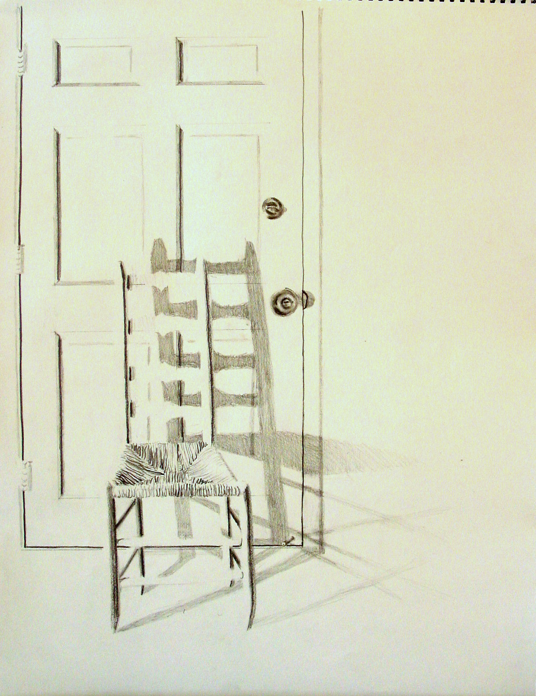 chair-and-door-still-life-pencil-18x24-jessica-siemens-2009