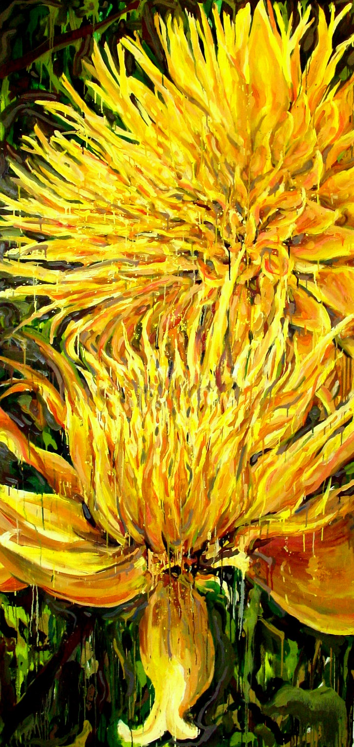 Giant Yellow Flowers oil on canvas 50x108'' Jessica Siemens 2009